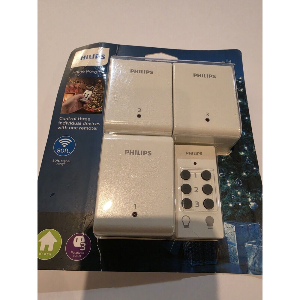Philips Wireless Remote Control Outlet Switch Set - 3 Pack Indoor Wall Plug-In